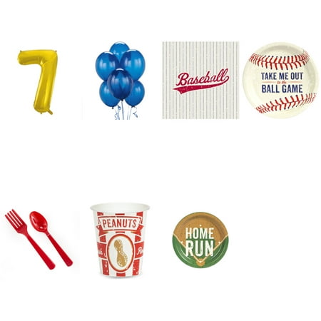  Baseball  Party  Supplies  Party  Pack For 32 With Gold 7 