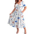 thumbnail image 2 of WellSize Plus Size Maxi Dresses for Women Casual V Neck Short Sleeve Floral Dress Summer Flowy Sundresses with Pockets, 2 of 8