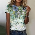 thumbnail image 2 of Otvok Womens Summer Tops Regular Casual Short Sleeve Flower Print Round Neck Pullover Blouse, 2 of 6