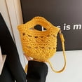 thumbnail image 1 of Nvzi Bolso de hombro tejido, bolso de mano tejido y bolso de cosméticos, bolso de mano tejido elegante para playa de verano, 9,05 x 5,51 x 6,69 pulgadas, amarillo, 1 of 4