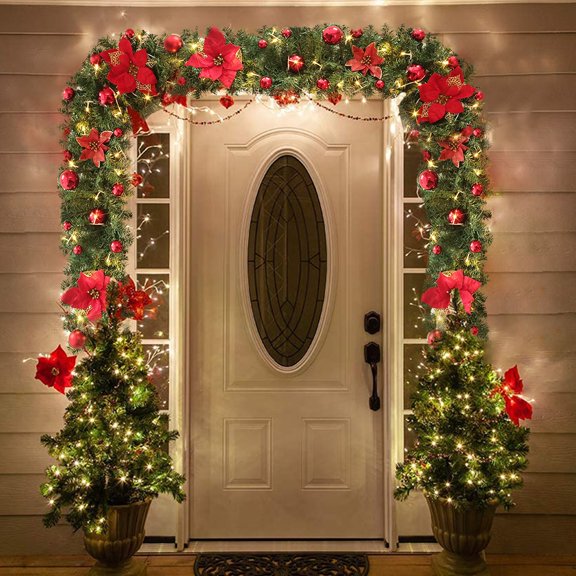 Falleo Clearance Christmas Stairs Decoration Rattan Flowers Rattan Christmas Tree Festival Decorations Door Decoration
