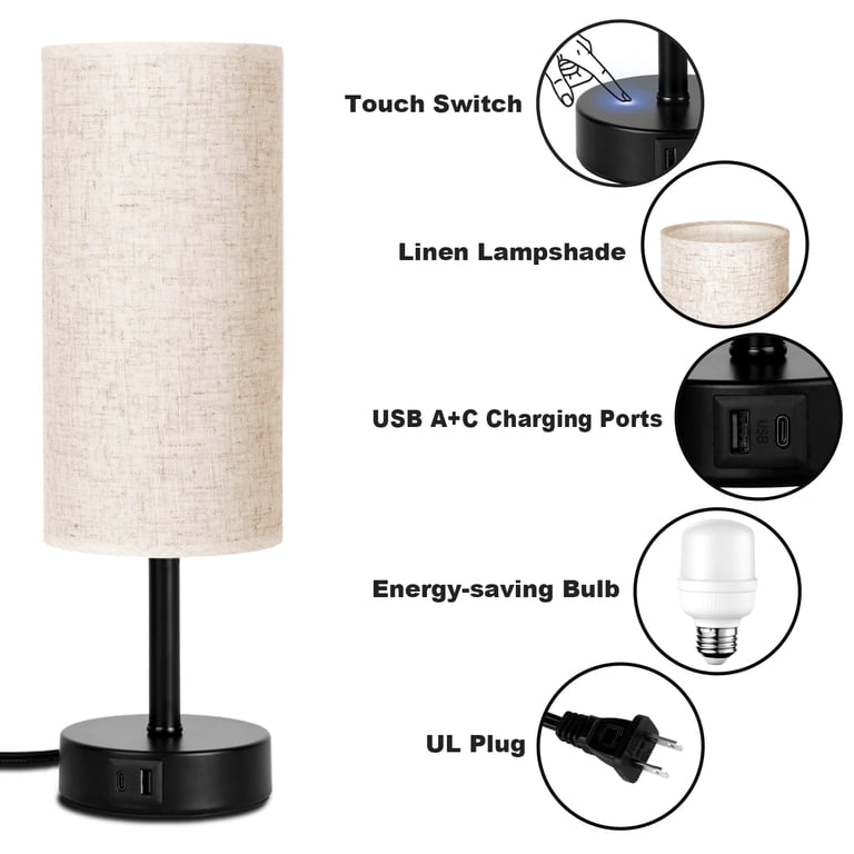 Walchoice Table Lamp Set of 2 with USB Charging Ports photo 8