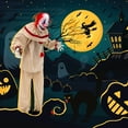 thumbnail image 3 of Costway Clown Tueur Animatronique 5 Pieds Décoration d'Halloween avec Yeux Rouges Lumineux, 3 of 10