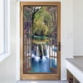 thumbnail image 3 of Waterfall Decorative Window Film, Wide Waterfall in deep Forest seen from City Window, Glue Free Static Privacy PVC Window Film, W23.6 x L47.2 Inch Green, 3 of 5