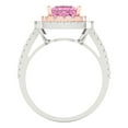 thumbnail image 4 of 2.07 ct Princess Cut Simulated Pink Diamond with Simulated Diamond Halo Accents 14K White/Rose Gold Womens Engagement Ring, 4 of 8