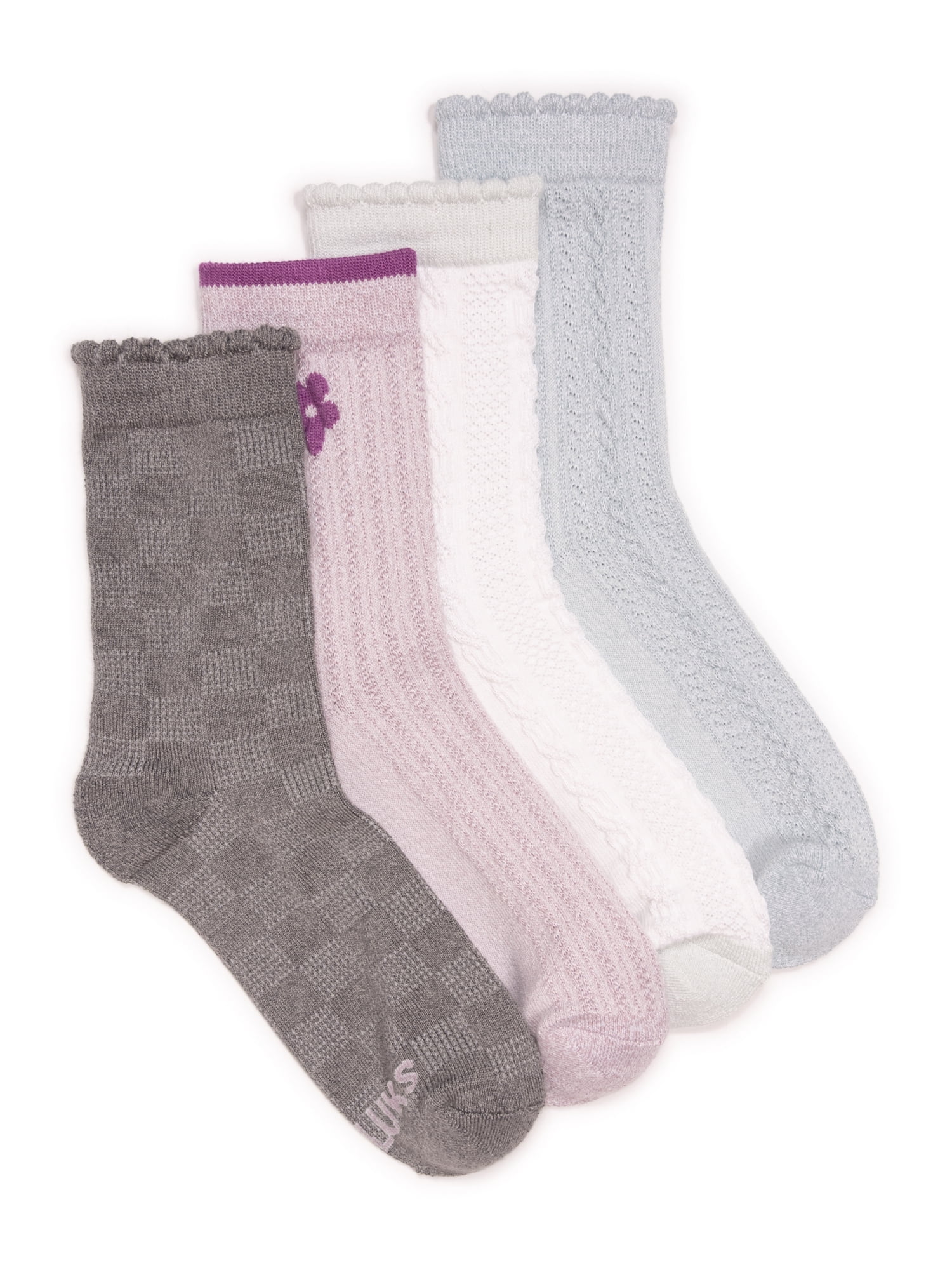MUK LUKS Women's Dream Step Crew Socks, 4-Pack, OSFM