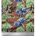 thumbnail image 1 of Soimoi Viscose Chiffon Fabric Rabbit,Lilac & Pansy Floral Decor Fabric Printed Yard 42 Inch Wide, 1 of 1