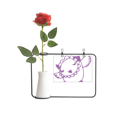 thumbnail image 1 of Cartoon Bird Simple Line-drawing Animal Artificial Rose Flower Hanging Vases Decoration Bottle, 1 of 3