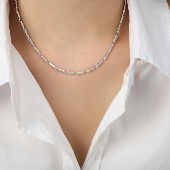 Simple Silver Chain Layered Necklaces For Women, Statement Stainless Steel Adjustable Choker Necklace Summer Prom Jewelry Gift[o7739]