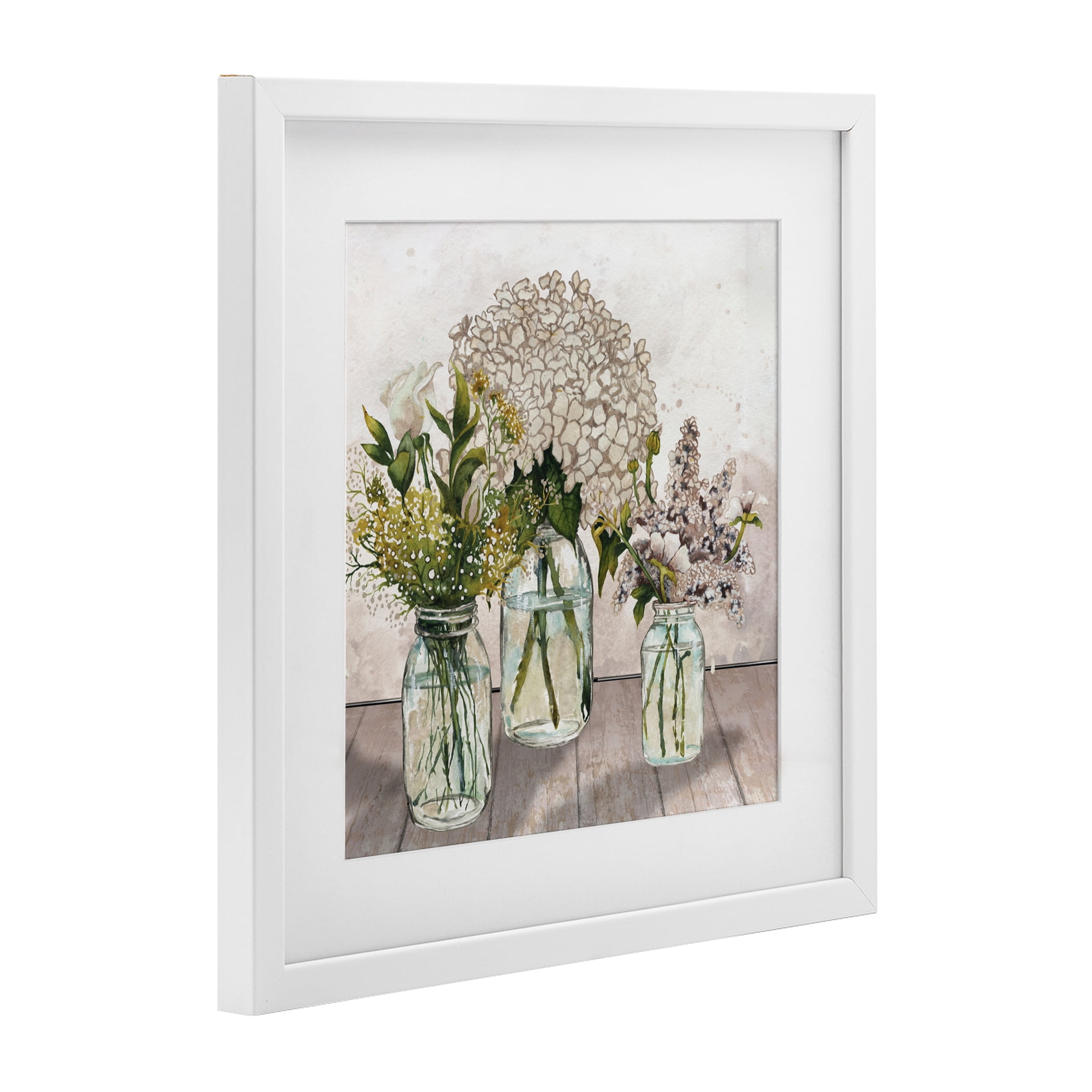 Stupell Industries Jars Of Wildflowers White Framed Print Under Glass, design by Elizabeth Medley