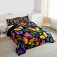 thumbnail image 3 of Homewish Graffiti Butterfly Queen Comforter Set,Colorful Flower Floral Bedding Sets,Oil Painting Bedding Comforter Set For Kids,Microfiber Bedroom Decor Reversible,3 Pieces, 3 of 8