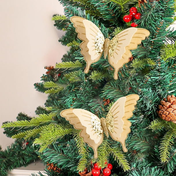 Adornos navideños, adornos navideños, regalos navideños. Decoraciones navideñas artificiales de terciopelo de alta gama de doble capa para la decoración del árbol de Navidad. Decoraciones de plástico.