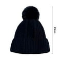 thumbnail image 3 of Hadanceo Women Fall Winter Hat Thickened Knitted Soft Elastic Warm Anti-slip Ear Protection Plush Ball Decor Twisted Pattern Outdoor Cap, 3 of 11