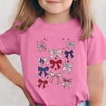 thumbnail image 2 of oelaio Kids Girls 4th of July Short Sleeve T-Shirts American Flag Patriotic Tops Boys Crewneck Graphic Tee Pink 110, 2 of 7