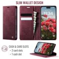 thumbnail image 3 of CaseMe Calf Leather Lining Microfibre Wallet Case For iPhone 18 Pro Max 6.9-inch with RFID Blocking,Magnetic Closure,Card Slots,Cash Slot,Kickstand,Shockproof Flip Folio Protective Phone Case,Red, 3 of 13