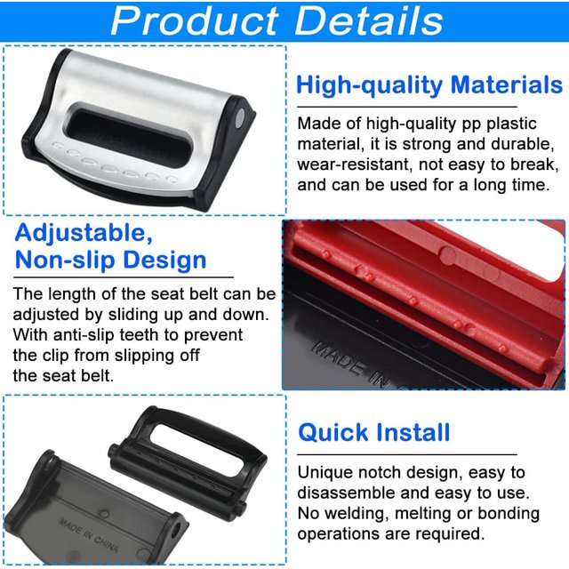 Clip de plástico ajustable para cinturón de seguridad, bloques de ajuste universales para cinturón de seguridad, Clip para cinturón de coche para relajar hombros y cuello, 8 Uds.