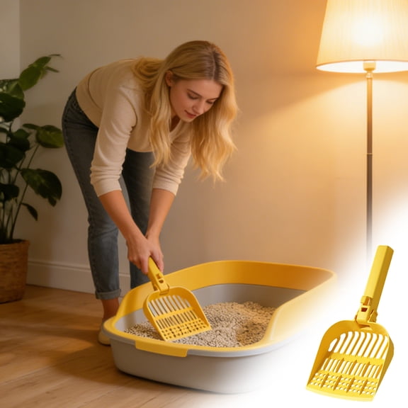 Extra Large Cat Litter Scoop with Multi-size Holes, Heavy Duty Plastic Sifter for Efficient Cleaning, Non-stick Design & Comfort Grip Handle, Topliu