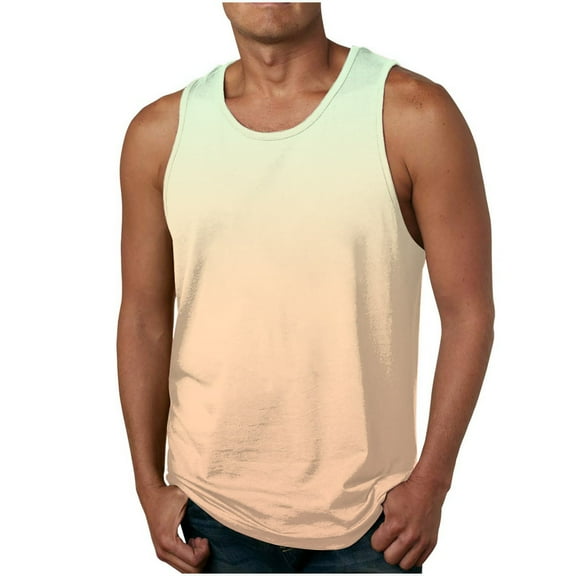 HaoXianJian Tank Top for Men Gradient Athletic Muscle Gym Tank Top Sleeveless Workout Shirts Fitness Bodybuilding T-Shirts 2X 3X 4X