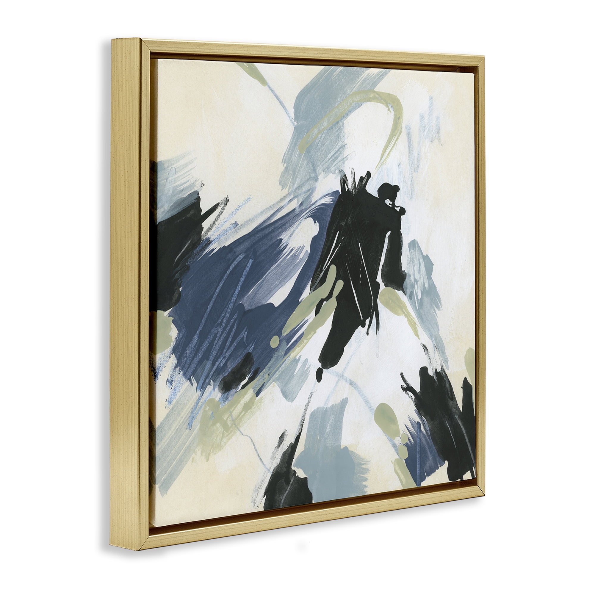 Stupell Industries Dynamic Abstract Pattern Abstract Painting Gold Floater Framed Canvas Art Print Wall Art, 18 x 18