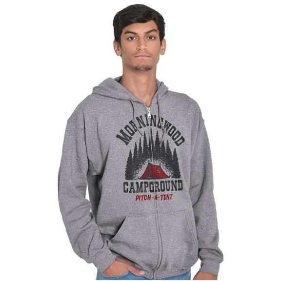 Morning Wood Campground Pitch A Tent Zip Hoodie Sweatshirt Men Brisco Brands L