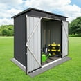 thumbnail image 3 of BTMWAY Metal Outdoor Storage Shed 6FT x 4FT, Galvanized Steel Backyard Garden Tool Shed with Hinged Door, Padlock, Waterproof Outdoor Shed Storage House for Backyard, Patio, Lawn, Black, 3 of 6