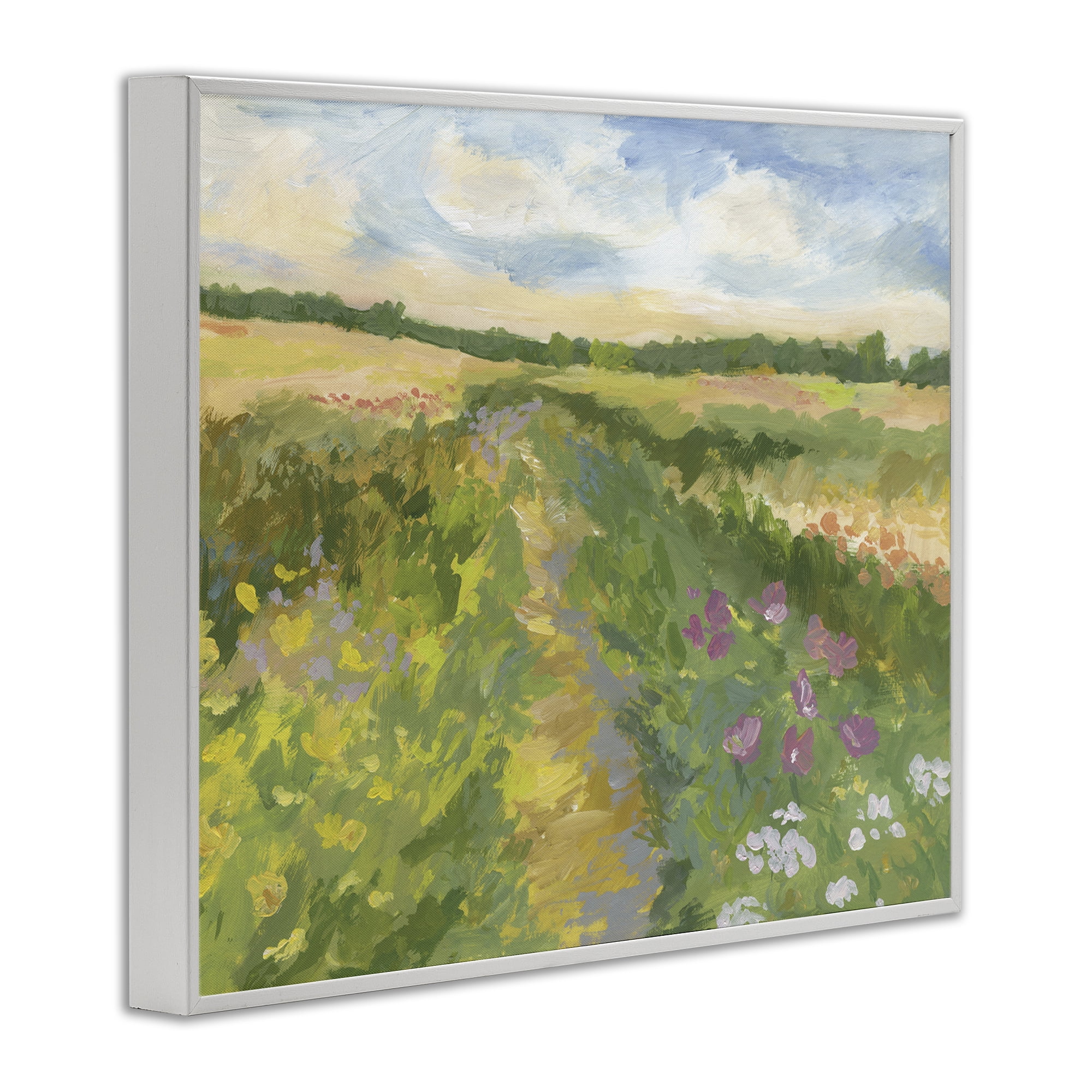 Stupell Industries Windswept Flower Field White Framed Giclee Art, design by Victoria Barnes