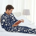 thumbnail image 4 of Mens Pajamas Set, Plant print Button Down Long Sleeve Loungewear Sleepwear Pjs sets for Men, 4 of 5