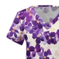 thumbnail image 4 of Qertyioot Hauts pour Femmes Femmes Manches Courtes Col en V Hauts Uniforme Imprimé Poches Chemisier Hauts, 4 of 5