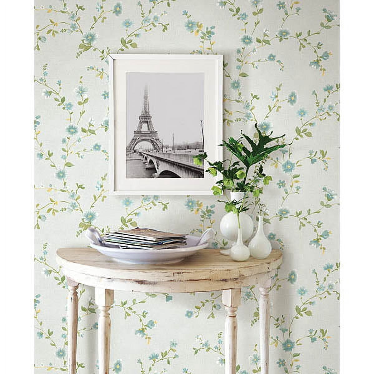 A-Street Prints Delphine Light Blue Floral Wallpaper, 20.5-in by 33-ft, 56.4 sq. ft