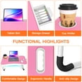 thumbnail image 5 of PHANCIR Lap Desk with Handle, 23.6" Foldable Wood Laptop Desk Nonslip, Durable Edge with Slots Cup Holder & Drawer, for Reading Writing Eating & On-the-Go Use, Pink, 5 of 8