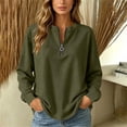 thumbnail image 1 of Neewe Women's Plain Long Sleeve Top Fall 1/4 Zipper Tops Loose Ladies Casual Fashionable Top Pullover, 1 of 7