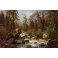 thumbnail image 2 of Carl Hasch 14x11 Gold Ornate Wood Frame and Double Matted Museum Art Print Titled - Scene by the Waldbachstrub Near Hallstatt, 2 of 4