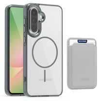 Dteck for Samsung Galaxy A55 with Magnetic Removable Magnetic Card Holder Wallet, With Magnetic Wallet Cards, Shockproof Slim Back Hard Case, Gray