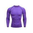 thumbnail image 1 of LUXUR Chemises de Compression pour Hommes Couleur Unie Hauts d'Été Manches Longues T-shirt de Sport T-shirt Décontracté Col Rond T-shirt Muscle Violet L, 1 of 2