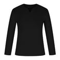 thumbnail image 4 of Fesfesfes Long Sleeve Shirt for Men Casual Shirt Solid Color Long Sleeve V-Neck Pullover Blouse Tops, 4 of 8