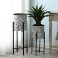 thumbnail image 2 of Luxen Home WHPL1539 Metal CachePot Planters with Black Metal Stands, Black & White - Set of 2, 2 of 5