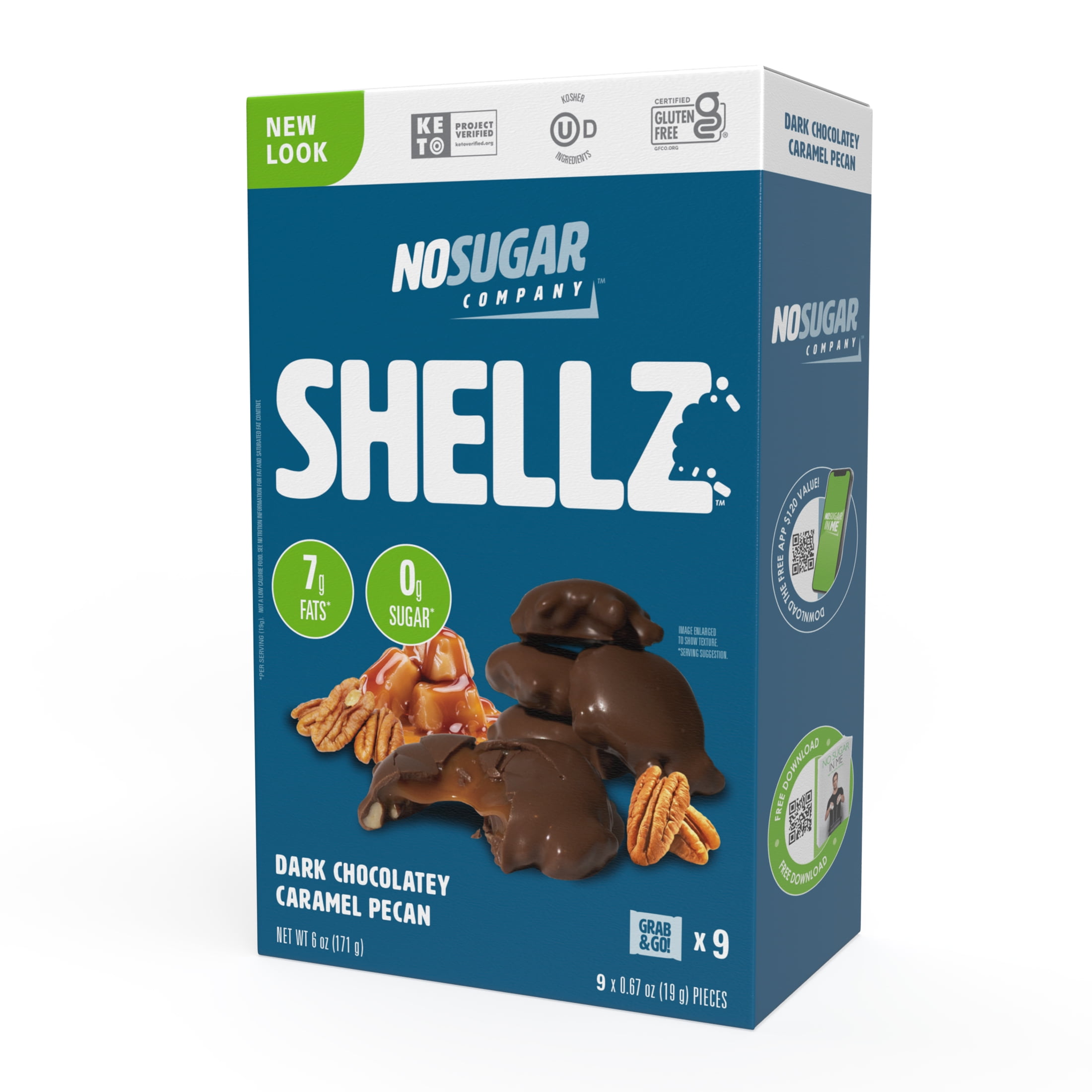 (2 pack) No Sugar Company Shellz Dark Chocolatey Caramel Pecan, 9 Count