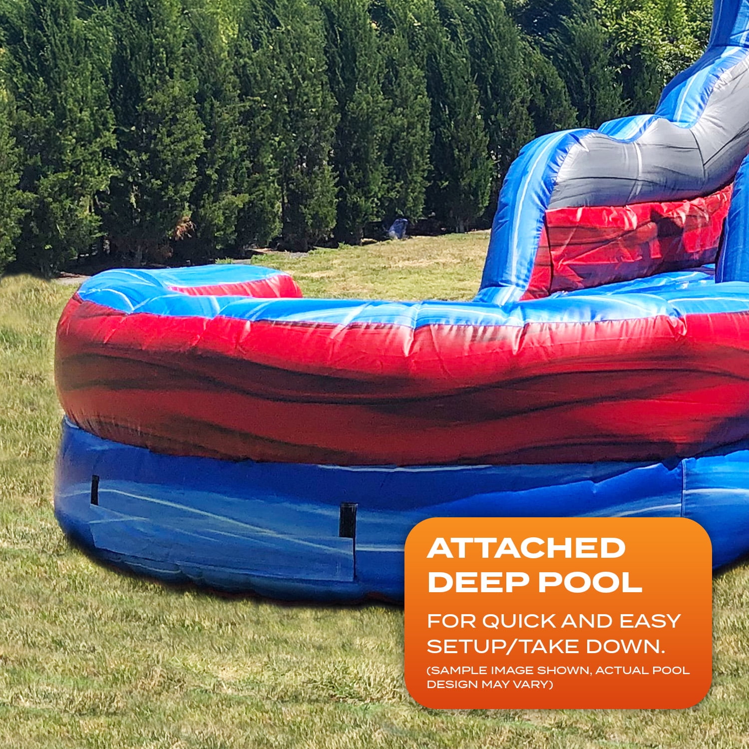 JumpOrange Commercial Grade Water Slide Inflatable with Splash Pool for Kids and Adults (with Blower), Ocean Theme