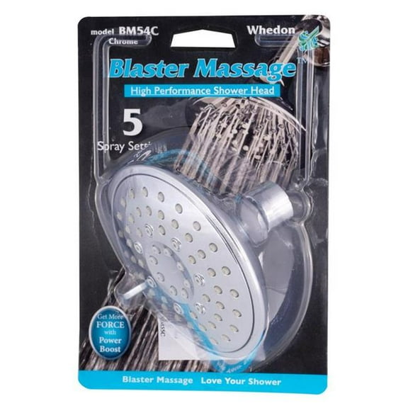 Whedon 4020752 2.5 GPM Blaster Massage Polished Chrome Plastic 5-Settings Showerhead