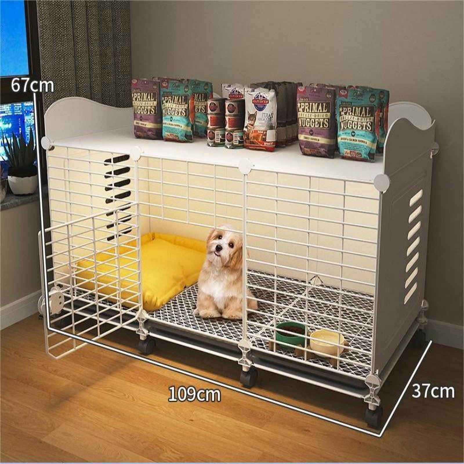 golytefs Dog Crate End Table Wired Dog Kennels with Wheels & Tray Indoor Dog House