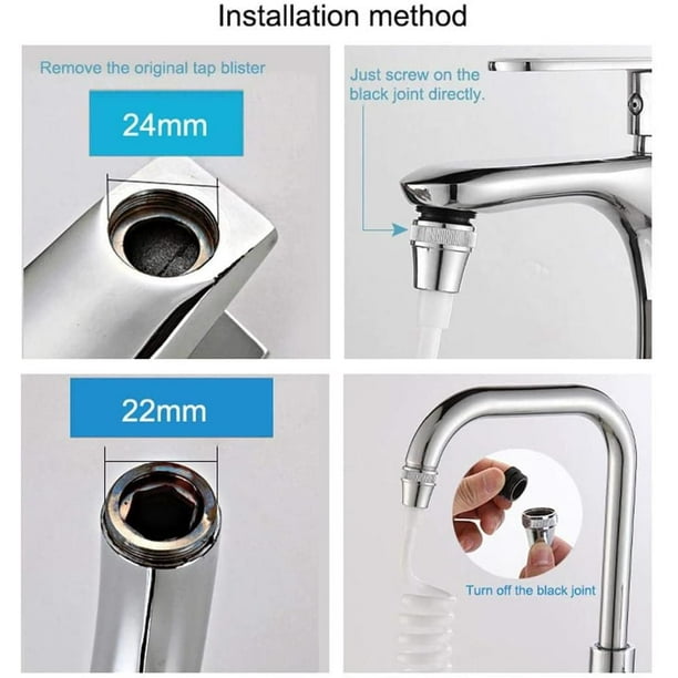 Generic - Rallonge de robinet (longueur 45 cm), Robinet 360 degres, rallonge  de robinet , dispositif d'économie d'eau avec 3 modes de sortie d'eau,  convient pour la cuisine, la salle de bain