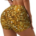 thumbnail image 2 of Fotbe Bright Shiny Golden Seamless Shorts, Womens Workout Shorts High Waist Stretch Booty Short for Gym/Yoga/Running/Biking-Small, 2 of 9