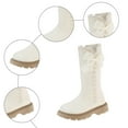 thumbnail image 6 of Quealent Girls' Knee High Riding Boots Cute Bow Riding Boots Non Slip Side Zipper Boots Tall Waterproof Winter Boots White for Size 13, 6 of 9