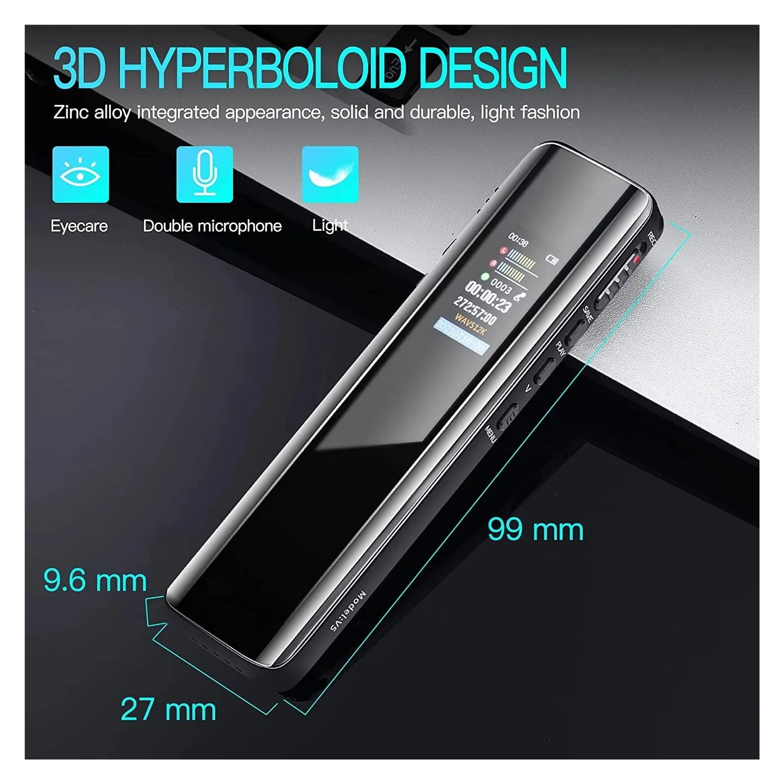 Voice Activated Recorder Music Player Record Noise Reduction Timed Recording Dictaphone