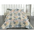 thumbnail image 2 of Ambesonne Leafy Pattern Quilted Bedspread Set 3 Pcs, Art Tropical Leaves, King, Coral Dark Yellow White, 2 of 4