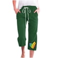 thumbnail image 2 of ZHUGeLI Trousers Pants for Women Cute Floral Print Capri Pants Women Summer Casual Cropped Pants Elastic Drawstring Waist Vacation Beach Pants Pocket High Waist Loose Comfy Trousers, 2 of 3