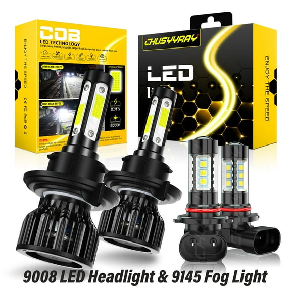 For Ford Mustang 2007-2010 2011 2012 LED Headlight High Low Beam   Fog Light Bulbs Kit 6000K White 4x