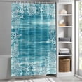 thumbnail image 5 of Sea Stars Shower Curtain, 36" x 72", Summer Beach Sea Star Coral Teal Texture Waterproof Bathroom Curtain Washable Shower Curtain Set with 12 Hooks, 5 of 8
