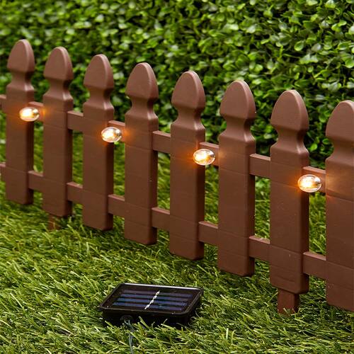 6Ft. Solar Border Picket Fence PanelsBrown
