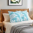 thumbnail image 6 of Pillow Covers 16x16 Set of 2, Light Blue Leaves Throw Pillow Covers Decorative Couch Cushion Cover, Farmhouse Botanical Branch Vintage Boho Leaf Microfiber Soft Pillowcases for Bedroom Living Room, 6 of 9